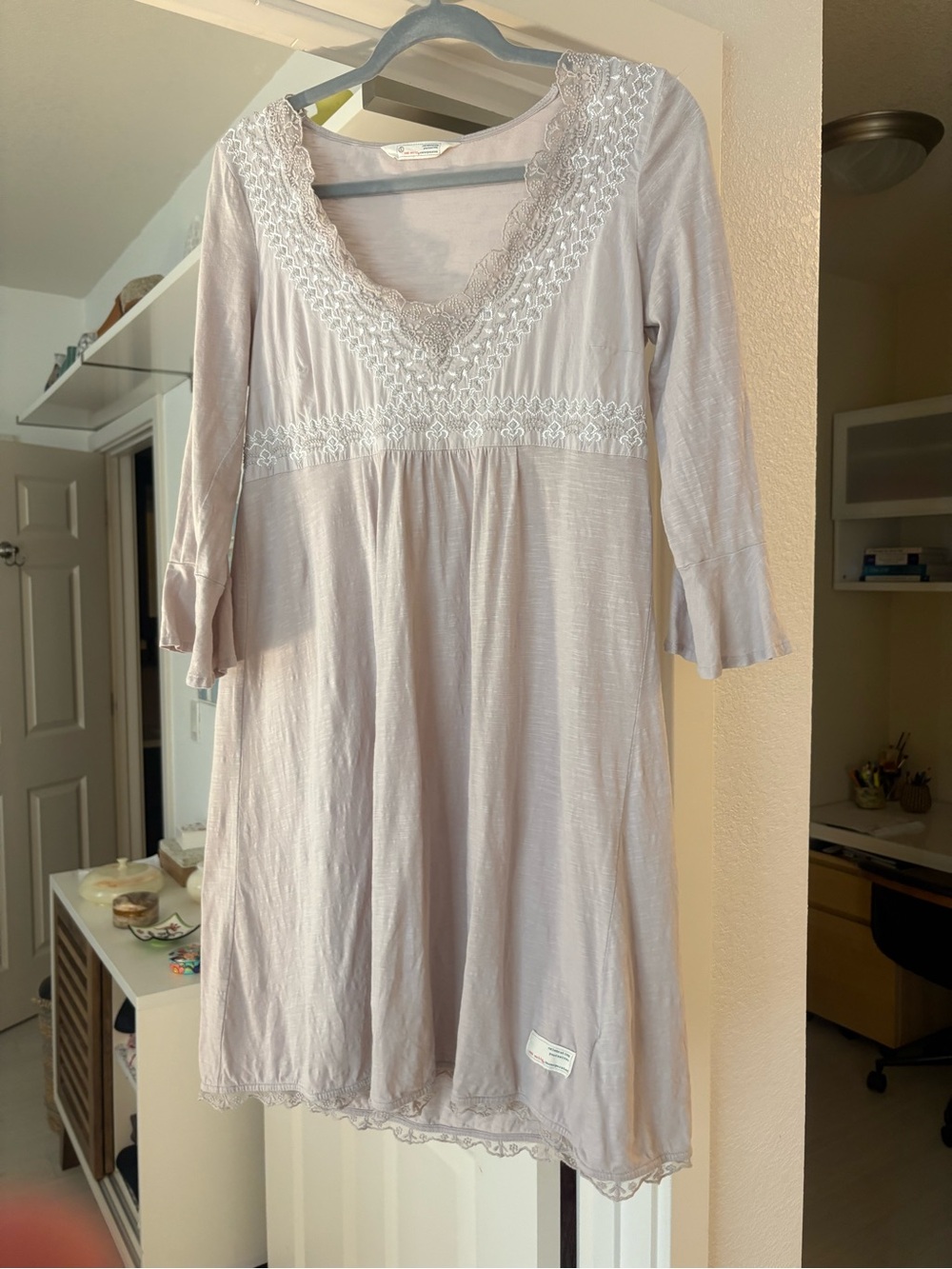 Odd Molly Lace-Trimmed Light Mauve Tunic Dress